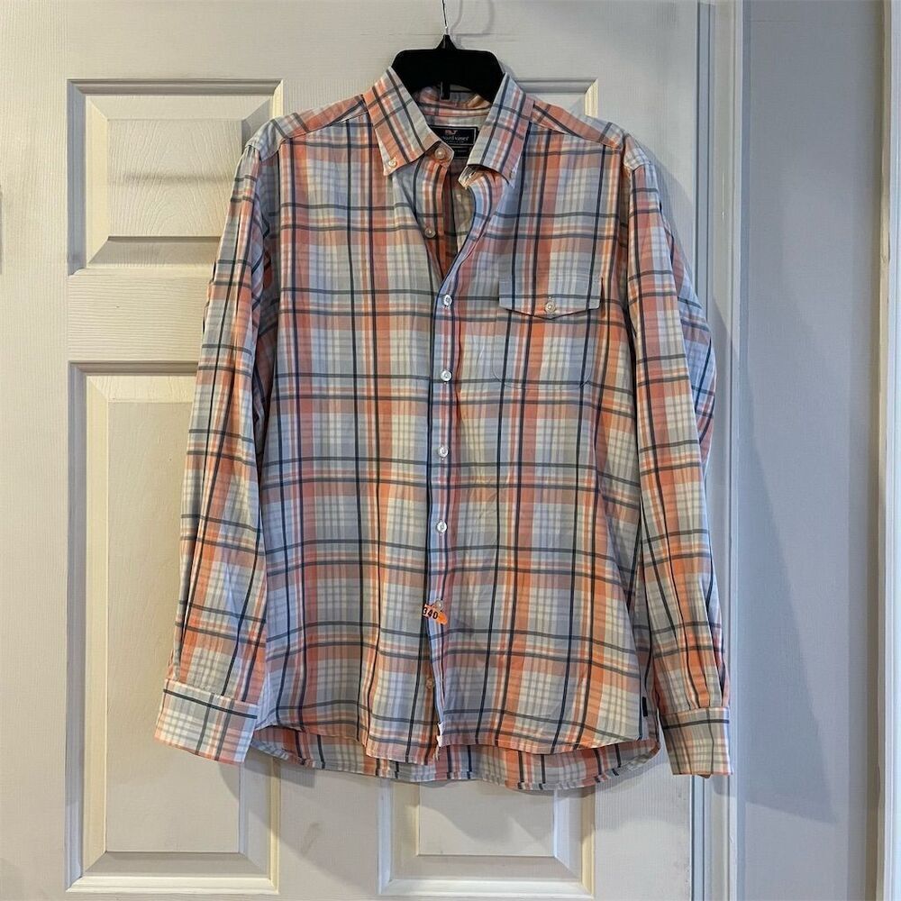 Vineyard Vines Men's Slim Fit Plaid Shirt M Multicolor Long Sleeve